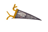 Yellow felt ties and binding on vintage Ohio State Fair pennant corner.