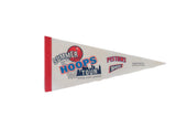 Vintage Summer Hoops Tour felt pennant with red and blue basketball graphics on off-white felt.