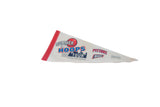 Angled detail of the vintage Summer Hoops Tour pennant's red and blue graphics.