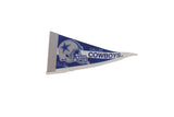 Dallas Cowboys felt pennant with blue, white helmet logo and textured silver-grey border, 4x9