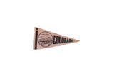 Beige vintage Pikes Peak Colorado felt pennant with mountain graphic, 4x7.