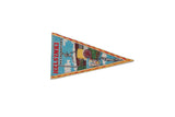 Vintage Helsinki Helsingfors felt flag pennant with colorful illustrated scenes and a decorative border.