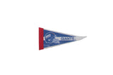 New York Giants felt pennant in blue, red, and white with helmet logo, 4x9 inches.
