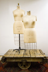 Wolf Dress Form 38, collapsible Model 1969, with wire cage and cast iron base.