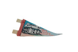 Vintage Hannibal, MO felt pennant angled to show the illustration and red stitched binding.