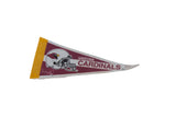 Vintage Arizona Cardinals felt pennant shown at an angle, displaying its classic logo and texture.