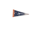 Vintage Chicago Bears felt pennant with classic team helmet logo in navy and orange.