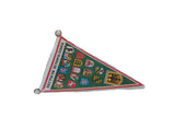 Angled view of the vintage Deutsche Bundeslander felt pennant showing its colorful crests.