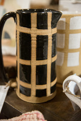 Handmade Ceramic Gridded Black Pitcher // ONH Item 11579 Image 1