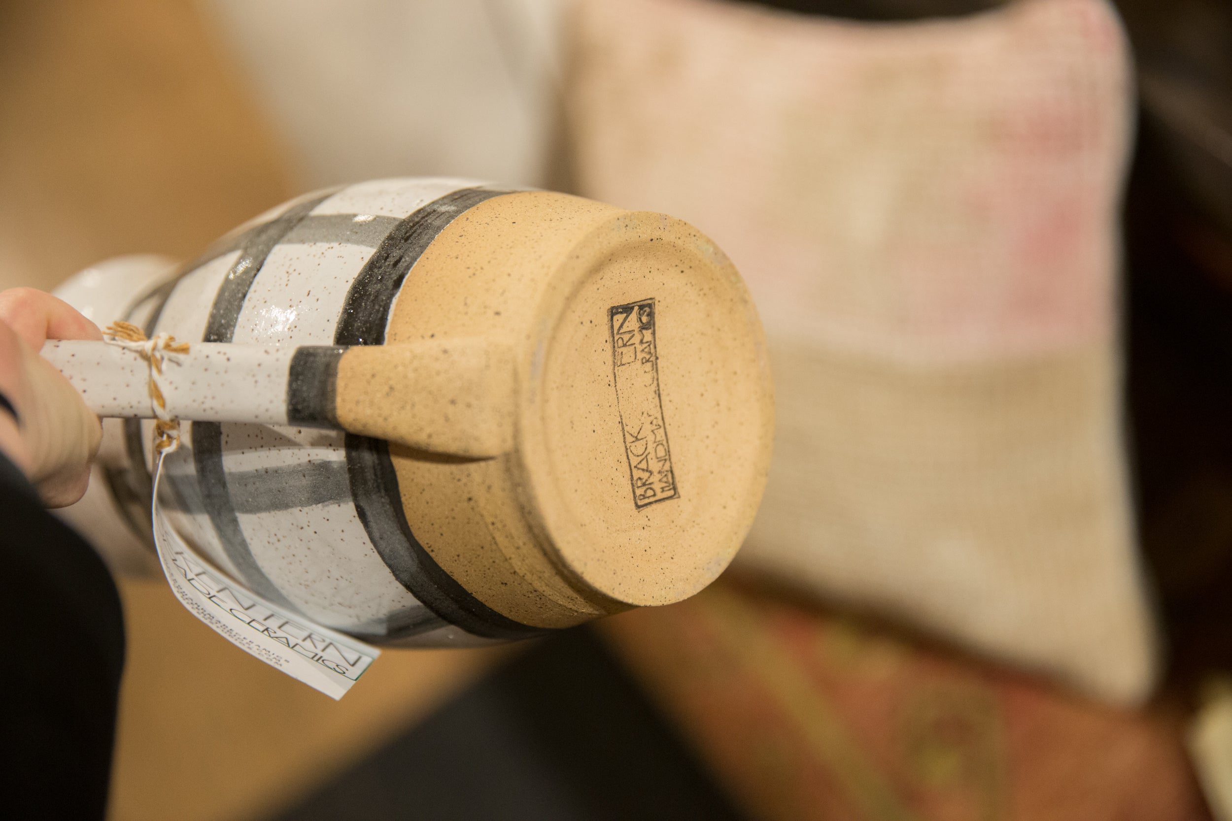 Handmade Ceramic Black and White Pitcher // ONH Item 11581 Image 1