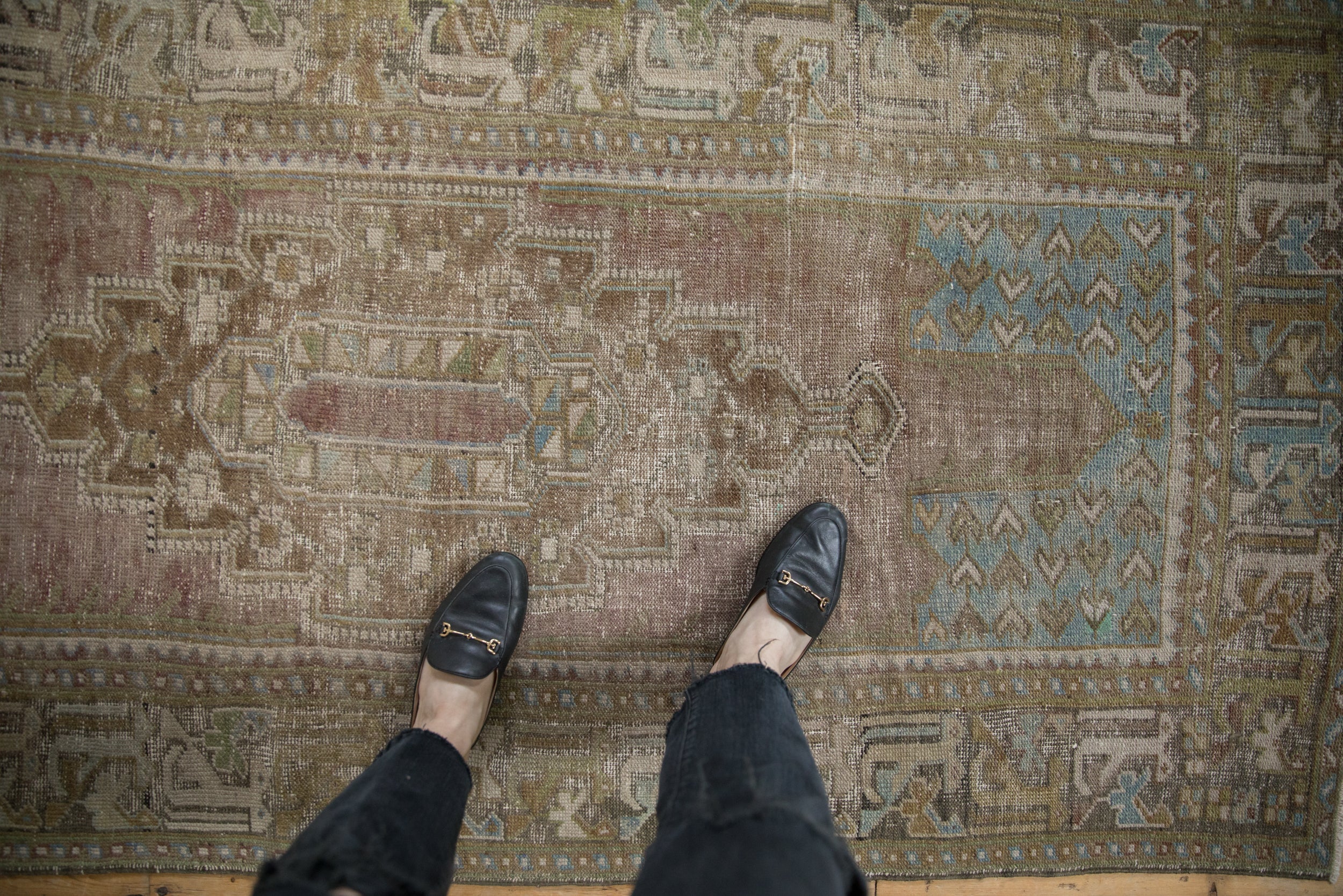 3.5x7.5 Vintage Distressed Oushak Rug Runner // ONH Item 11604 Image 1