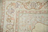 Distressed vintage Kayseri rug with soft mercerized cotton pile in ivory, pink, and pale mauve.