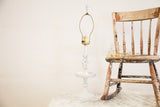 Shabby chic white Cambridge Table Lamp with delicate floral details and brass accents.