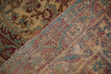 Antique Kermanshah rug reverse with blue, cochineal red, ivory foundation weave and selvage.