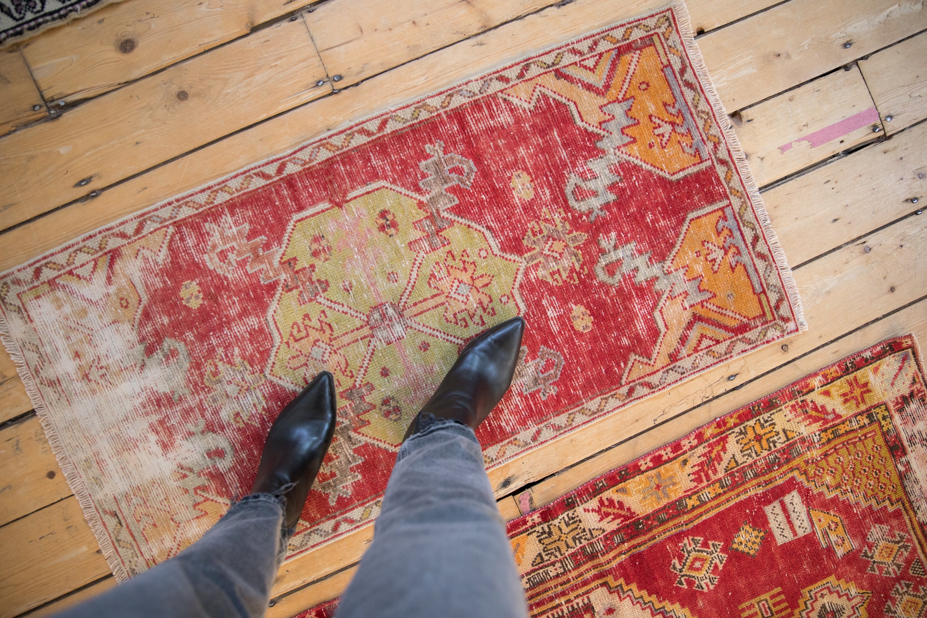 2x4 Vintage Distressed Fragment Oushak Rug Runner // ONH Item 11620 Image 1