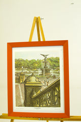 Central Park Lithograph, lower left corner with Art Show address and orange frame.