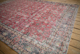 Distressed floral main border, showing vinery details in cherry red, navy, and slate blue.
