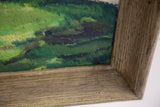 M. Gallucci signature on vintage oil painting of horses, with textured wood frame.