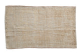 Distressed vintage Oushak rug, hand knotted, with subtle tone-on-tone cream and ivory pattern.