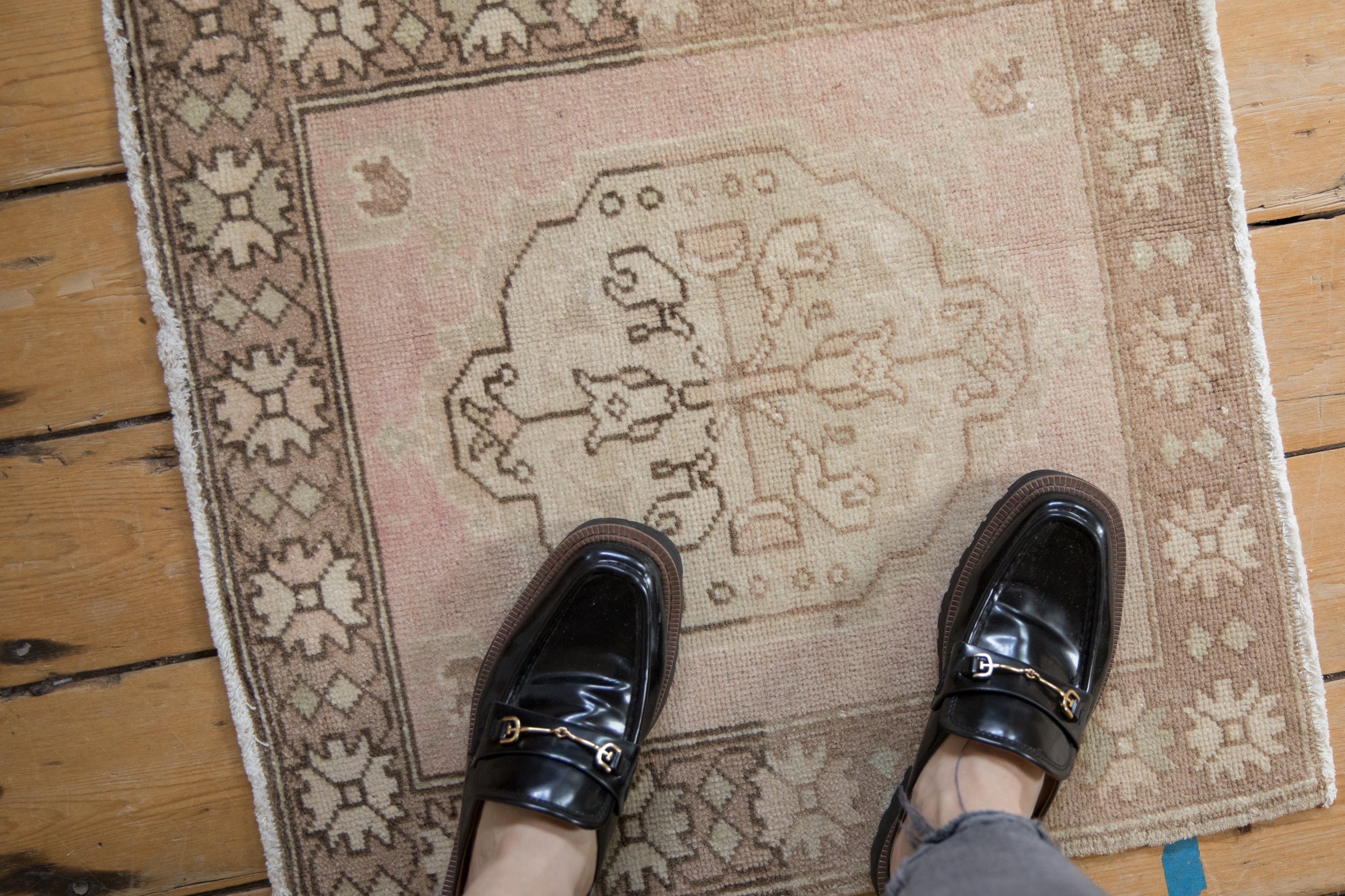 Vintage Distressed Oushak Square Rug Mat // ONH Item: 11682, Image 1