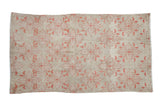 Distressed vintage Oushak rug, faded raspberry floral pattern on beige, 3'4