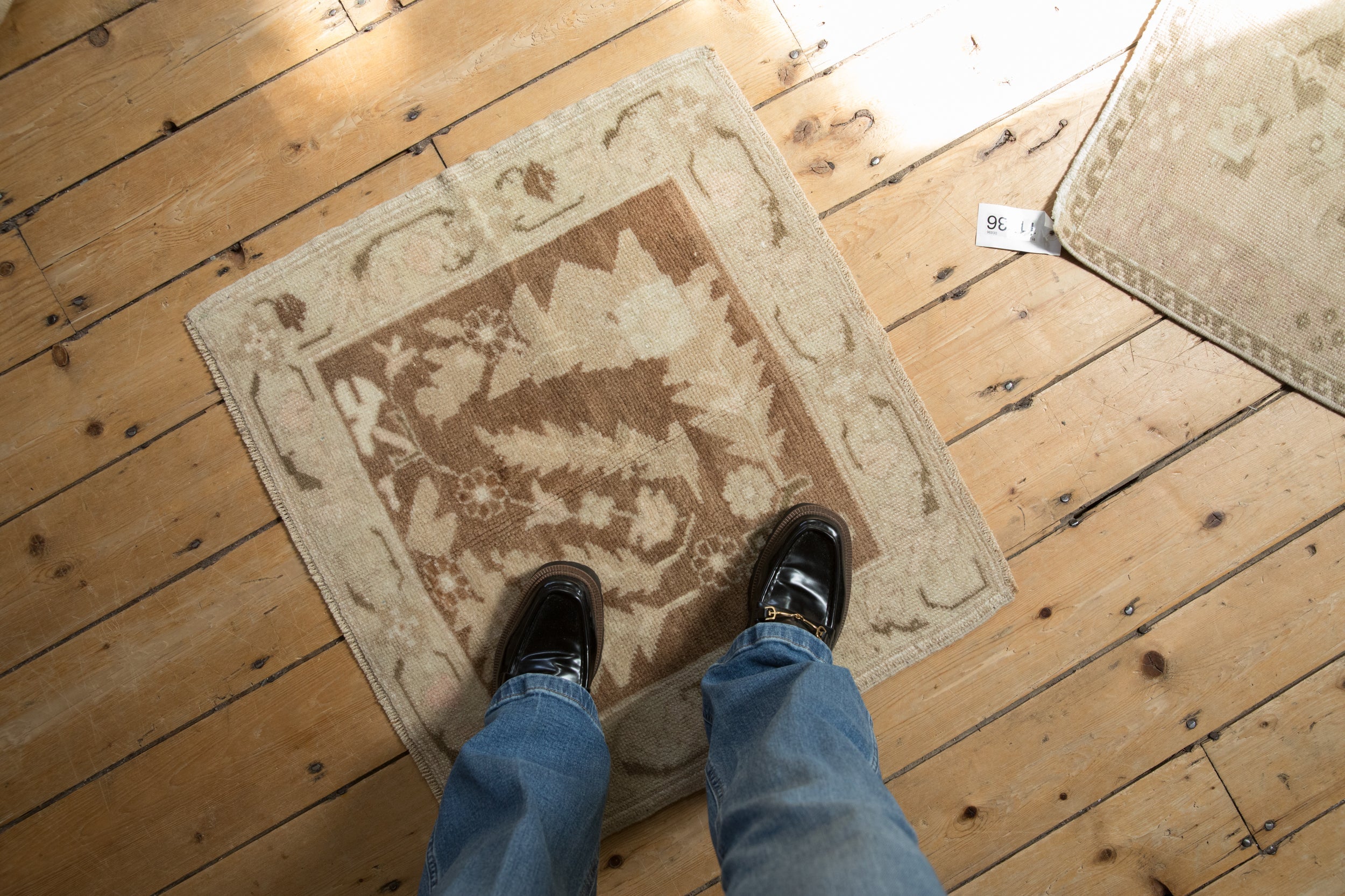 Vintage Distressed Oushak Square Rug Mat // ONH Item: 11720, Image 1