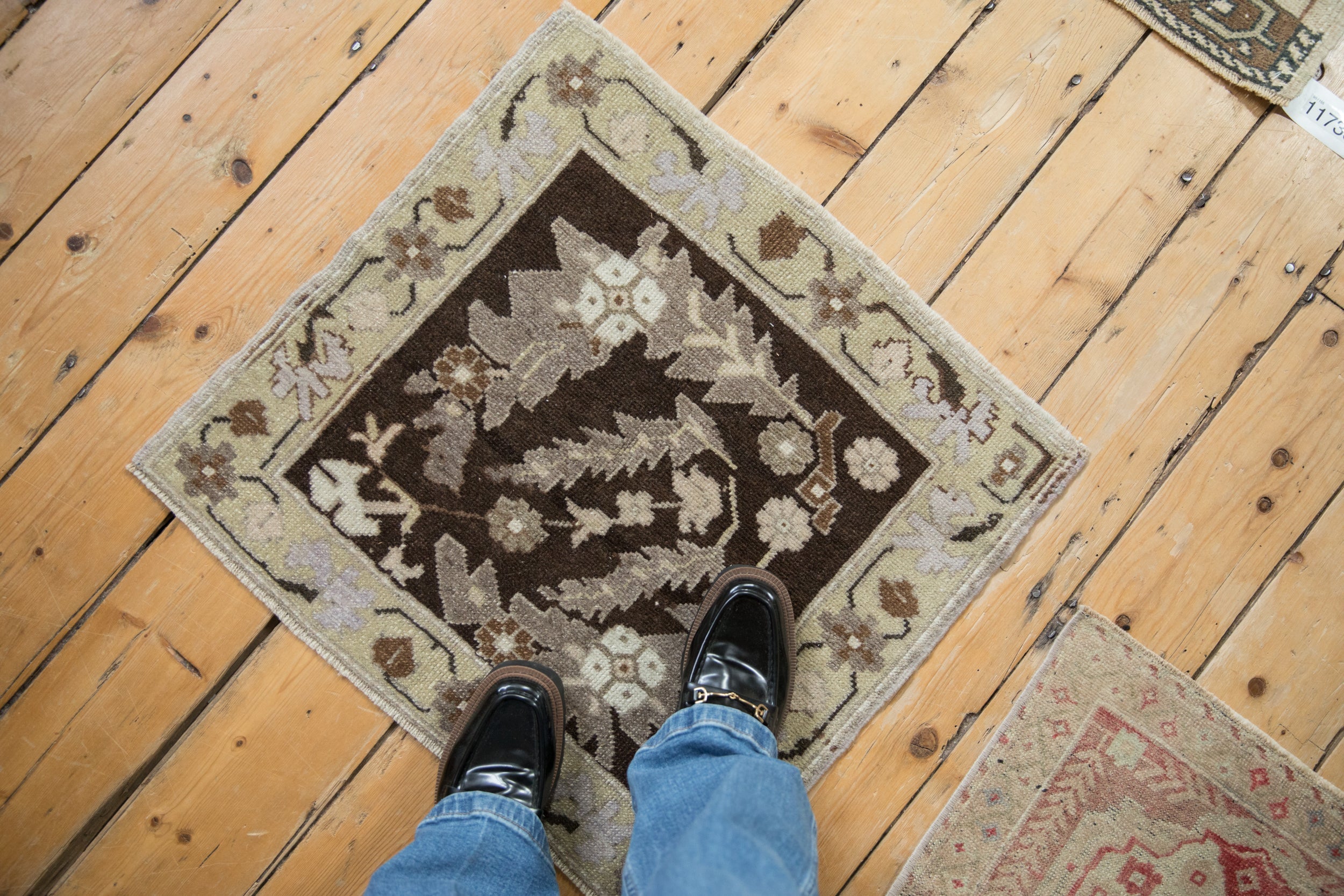 Vintage Distressed Oushak Square Rug Mat // ONH Item: 11721, Image 1