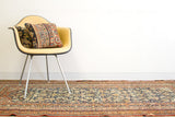 Antique Persian Malayer runner, natural dyes, allover navy, rust, and cream florals. 3'10