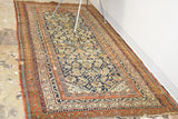 Collector's antique Malayer runner, rich natural dyes in navy, rust, and ivory floral patterns.