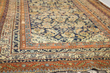 Coarse selvage and minor outer border loss on antique Malayer rug's intricate patterns.