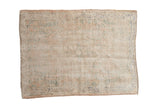 Vintage distressed Oushak square rug with a faded starburst medallion in cream, sea foam green, and dusty blue.