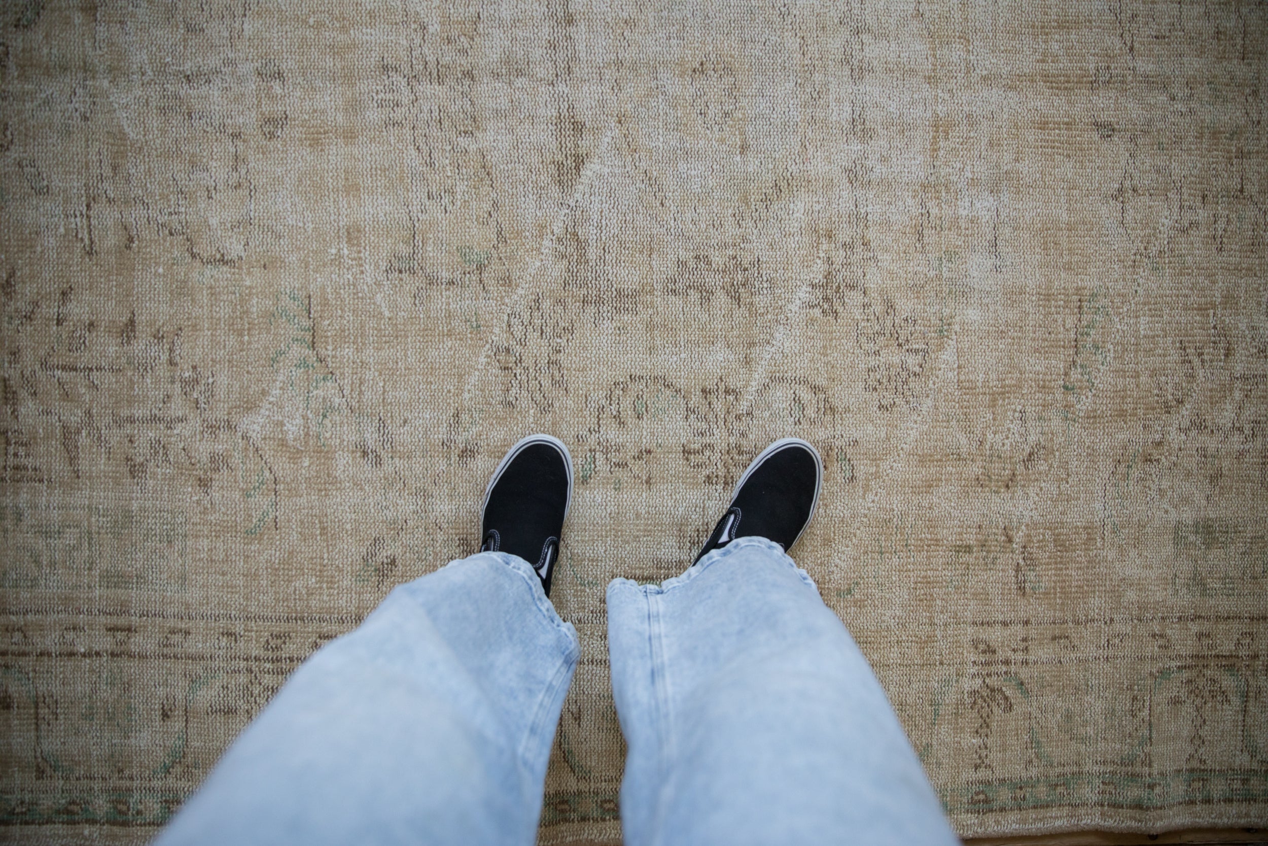 Vintage Distressed Oushak Carpet // ONH Item: 11784, Image 1