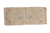 Distressed vintage Oushak rug mat, low pile, with faded ivory and seafoam green medallion.