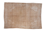 Vintage Distressed Oushak carpet, faded allover lattice and floral with geometric borders, 6'3