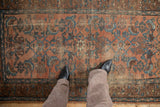 Antique Kurdish Hamadan rug: allover Herati design, beautiful blue abrashing, and significant field wear.
