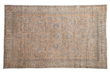 Distressed vintage Turkish Sparta carpet, camel field, ivory borders, faded blue Herati design. 6'8