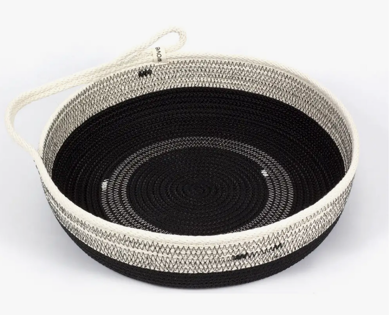 One Handled Black Cotton Rope Basket // ONH Item 11862