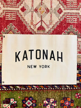 Off-white natural canvas banner with black 'Katonah New York' text, vintage style, 18x27.