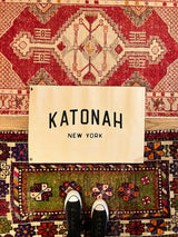 Katonah New York canvas banner, unbleached natural color, with metal grommets.
