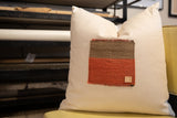 Vintage Aguayo weaving patch with brown and burnt orange textured horizontal blocks.