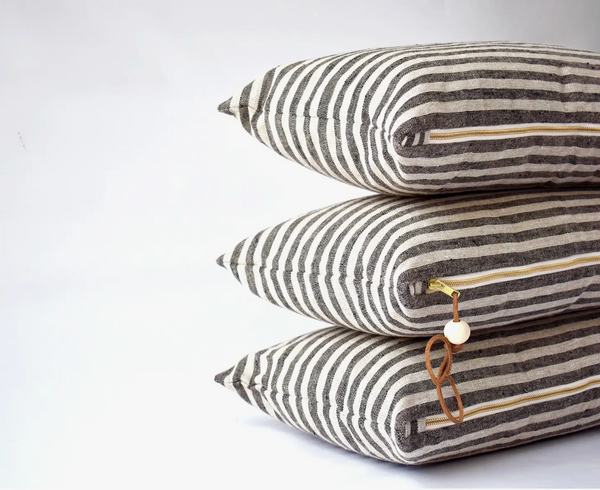 14x24 Heavy Linen Striped Lumbar Pillow // ONH Item 11886 Image 2