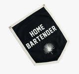 Black wool felt flag screen-printed with 