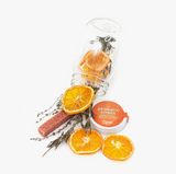 Camp Craft Cocktail Aromatic Citrus kit with dried orange, rosemary, thyme, and sugar stick.