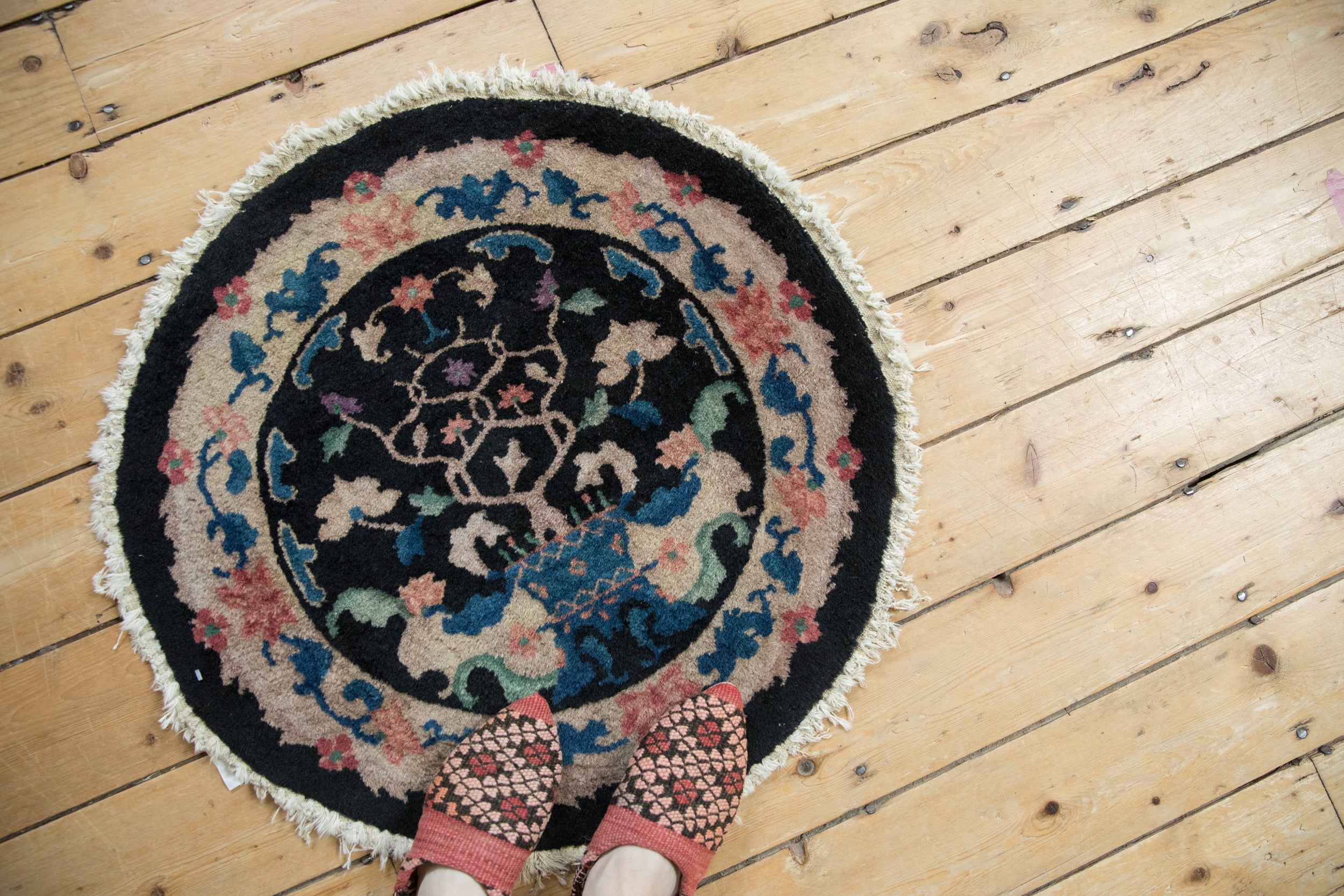 2.5x2.5 Vintage Nichols Art Deco Round Rug Mat // ONH Item 11932 Image 1