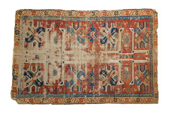 3x5 Antique Fragment Caucasian Rug // ONH Item 11942