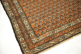Fine Mir Serbend Persian border with allover detail on the rusty red rug field.