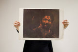 Vintage 'Jazz #3' lithograph of drummer Billy Hart, 15x20.5 inches, showing paper creases.