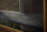 Thomas Kerry painting close-up: dark textured wooden beam with white streaking.