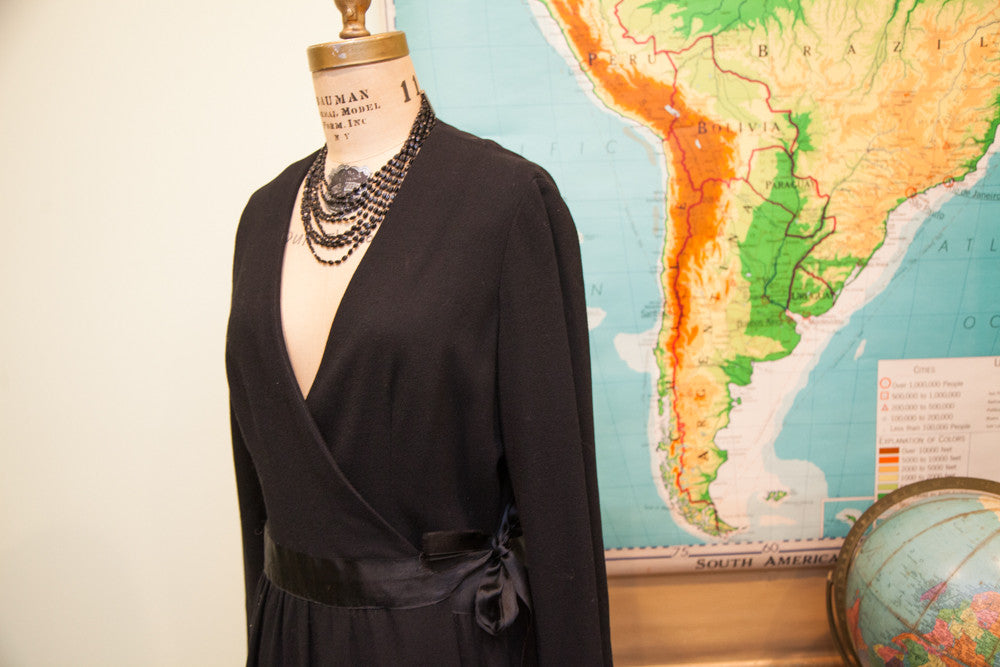 Vintage 60s Mollie Parnis Wrap Dress // Morty Sussman // Boutique Designer // Size L - 12 // ONH Item 1693 Image 1