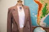 Vintage Guy Laroche brown textured wool blazer with double-breasted buttons, size L-XL.